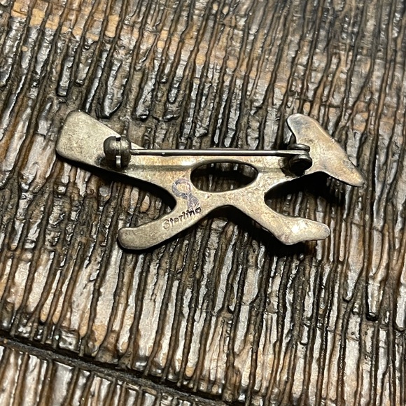 Vintage Navajo Sterling silver Native American Roadrunner Turquoise Brooch - Picture 4 of 4